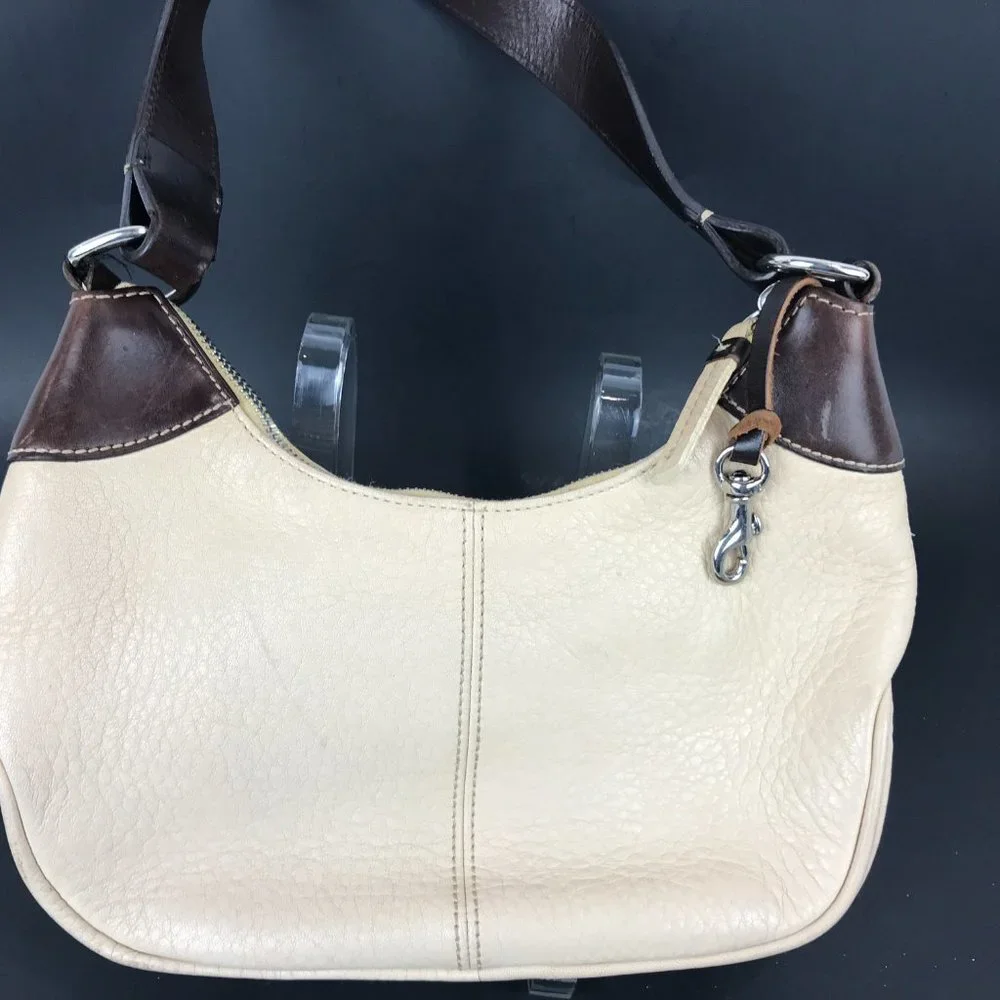 Dooney Bourke Cream/Brown Pebble leather shoulder handbag